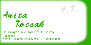 anita kocsak business card